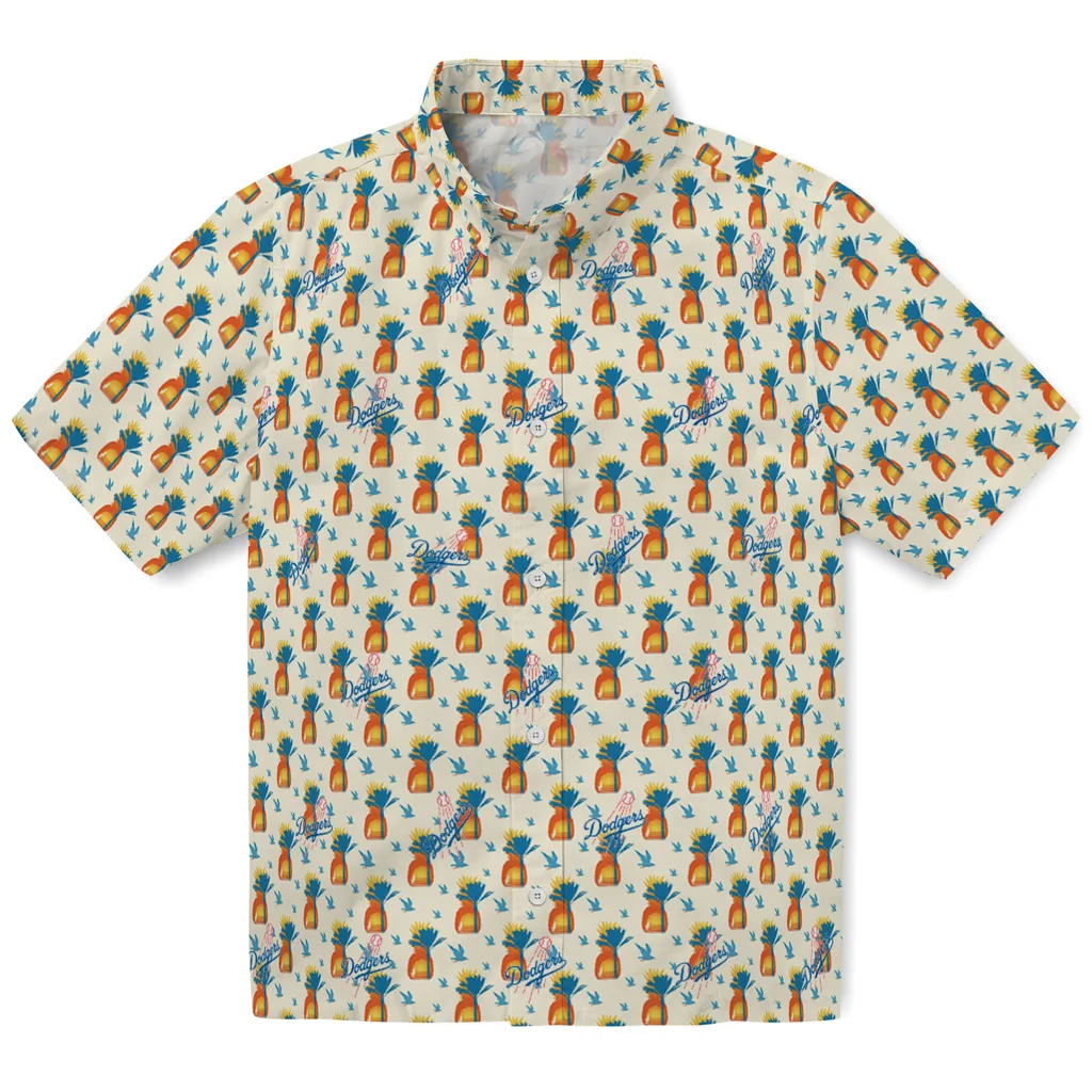 Los Angeles Dodgers Hawaiian Shirt - Pineapple Delight los angeles dodgers pineapple delight beige hawaiian shirts best selling