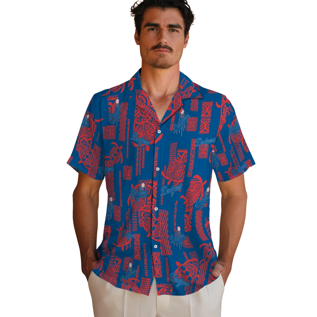 Los Angeles Dodgers Hawaiian Shirt - Turtle Lines los angeles dodgers turtle lines blue hawaiian shirts fashion forward
