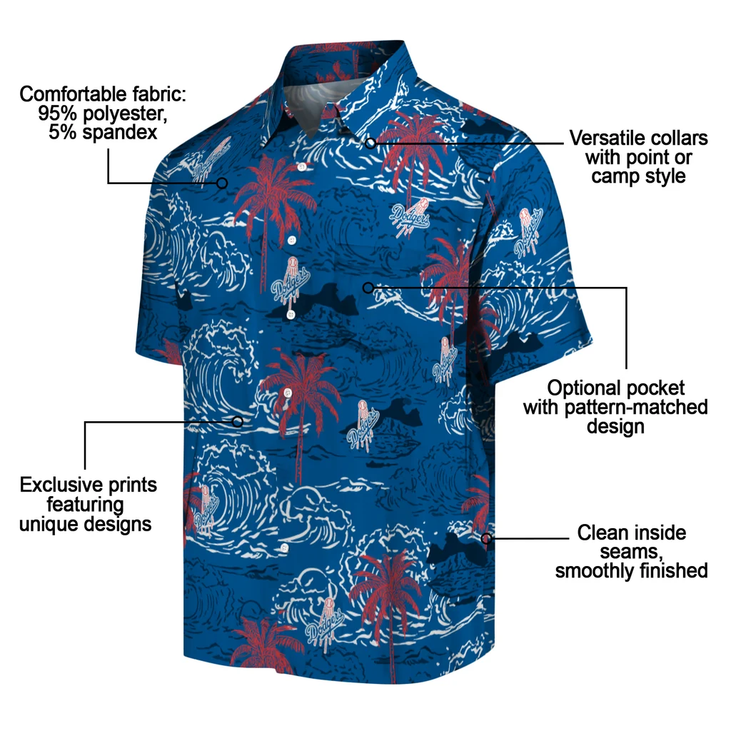 Los Angeles Dodgers Hawaiian Shirt - Wave Palm los angeles dodgers wave palm blue hawaiian shirts new arrival
