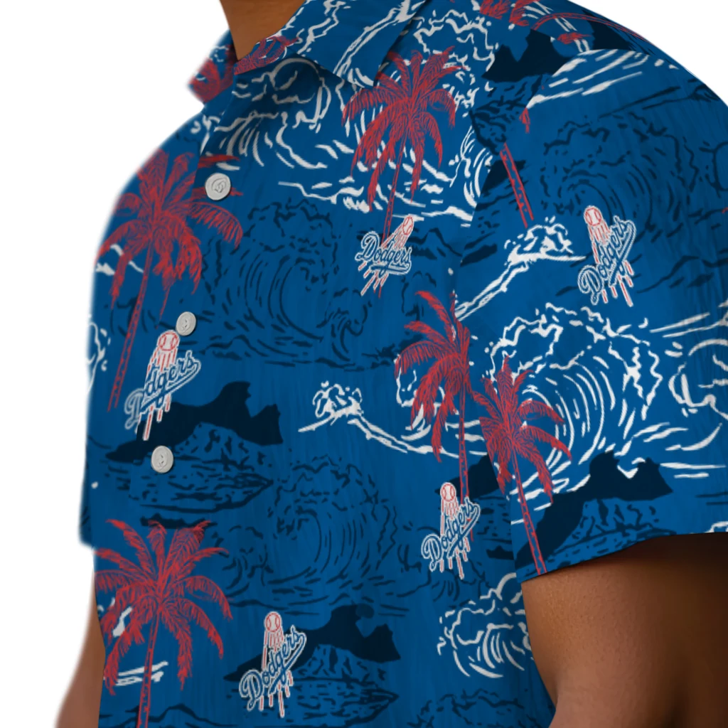 Los Angeles Dodgers Hawaiian Shirt - Wave Palm los angeles dodgers wave palm blue hawaiian shirts trendy