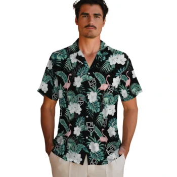 los angeles kings flamingo palms black hawaiian shirts fashion forward