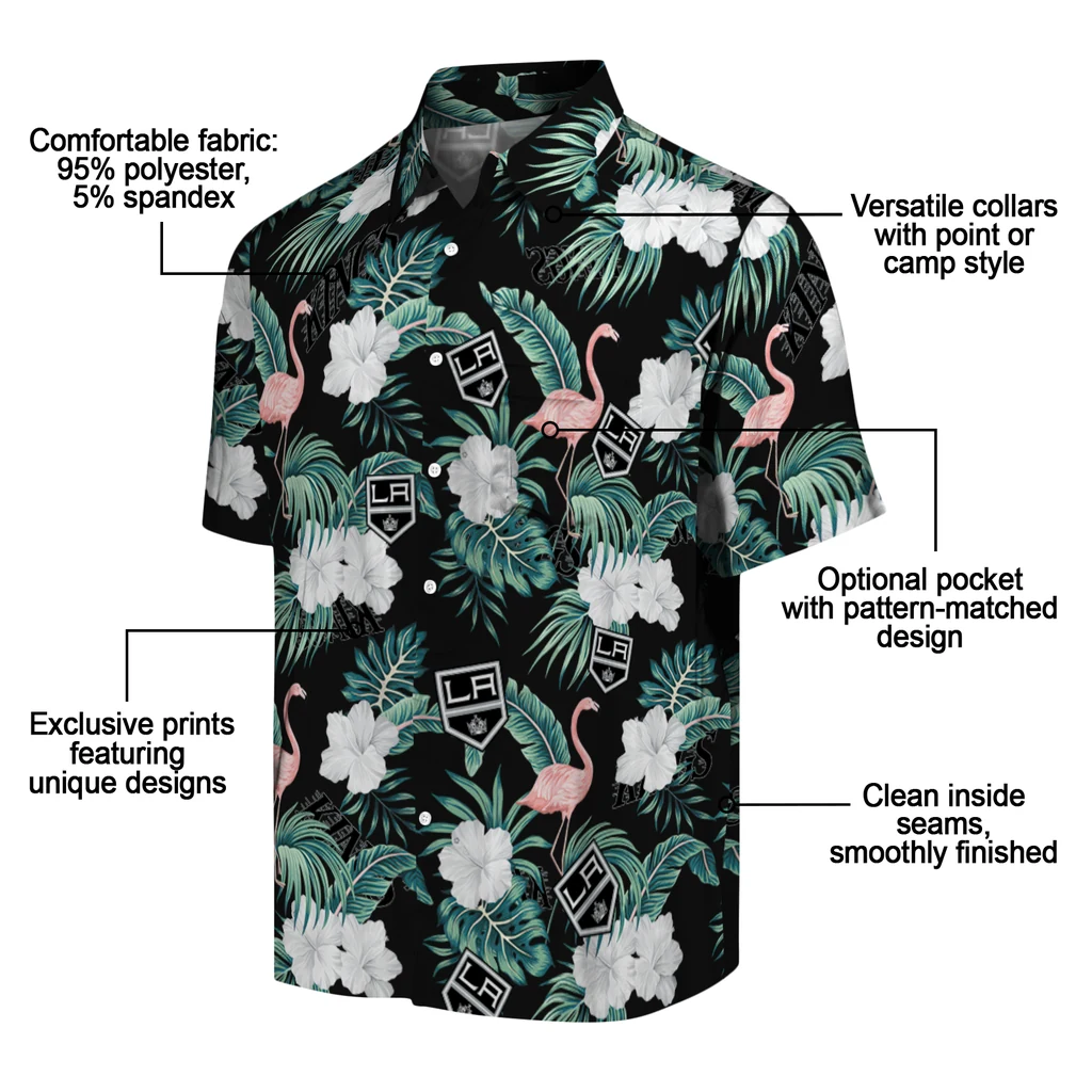 Los Angeles Kings Hawaiian Shirt - Flamingo and Hibiscus los angeles kings flamingo palms black hawaiian shirts new arrival