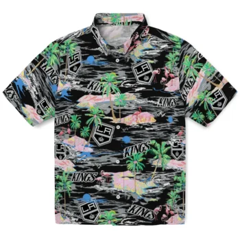 los angeles kings flamingo retreat black hawaiian shirts best selling