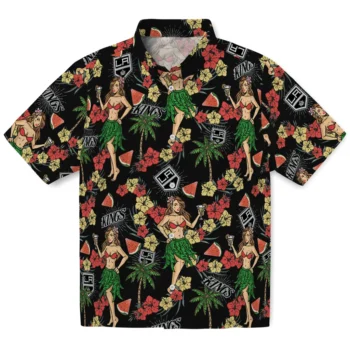 los angeles kings hawaiian girls design black hawaiian shirts best selling