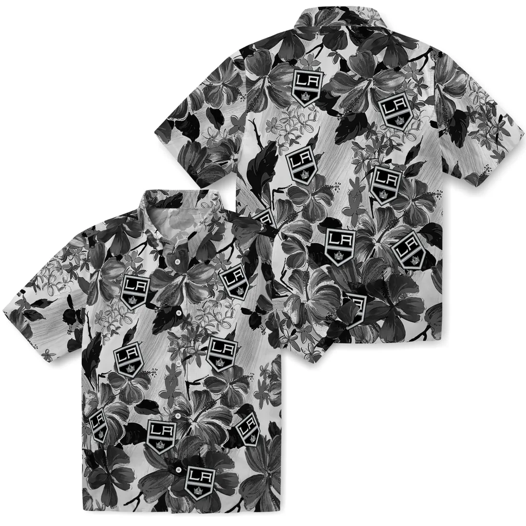 Los Angeles Kings Hawaiian Shirt - Hibiscus Arrangement los angeles kings hibiscus arrangement black hawaiian shirts high quality