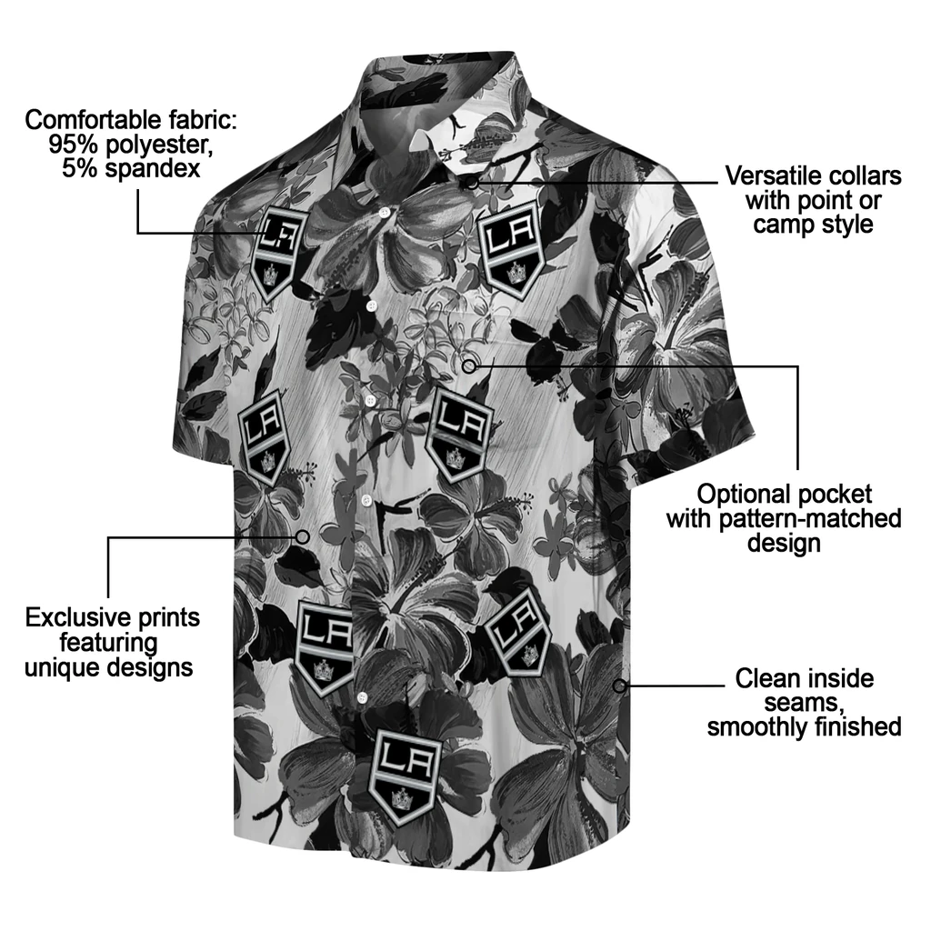 Los Angeles Kings Hawaiian Shirt - Hibiscus Arrangement los angeles kings hibiscus arrangement black hawaiian shirts new arrival