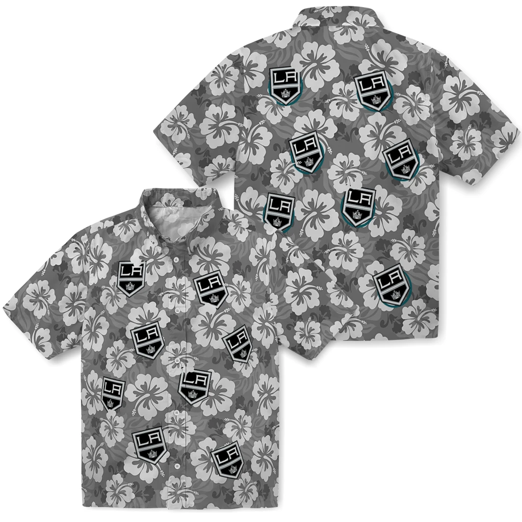 Los Angeles Kings Hawaiian Shirt - Hibiscus Cluster los angeles kings hibiscus cluster black hawaiian shirts high quality