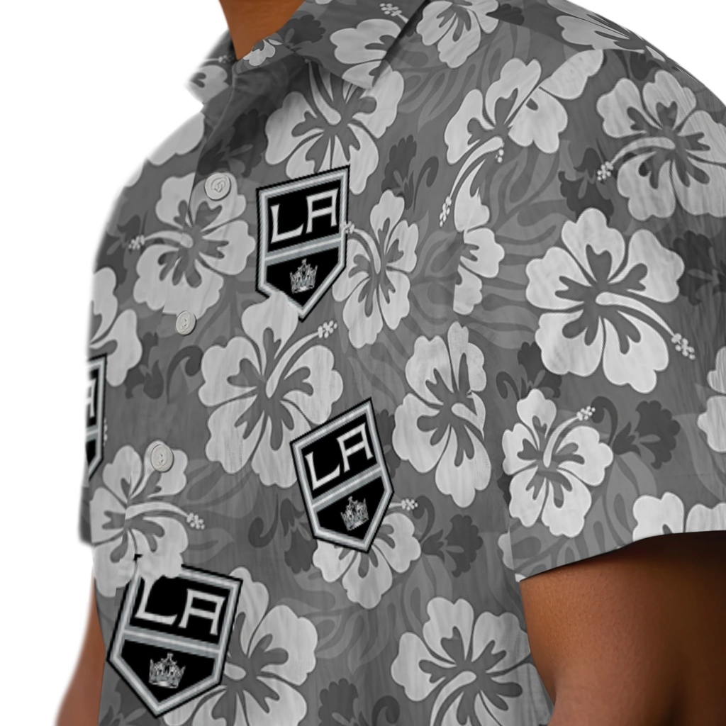 Los Angeles Kings Hawaiian Shirt - Hibiscus Cluster los angeles kings hibiscus cluster black hawaiian shirts trendy