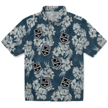los angeles kings hibiscus flowers navy blue hawaiian shirts best selling