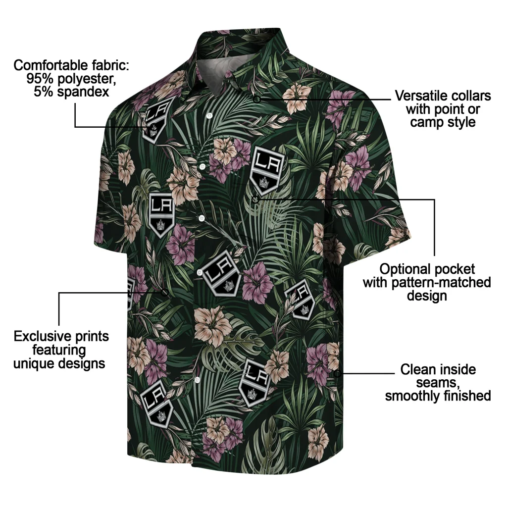 Los Angeles Kings Hawaiian Shirt - Hibiscus Leaves Pattern los angeles kings hibiscus leaves pattern green hawaiian shirts new arrival