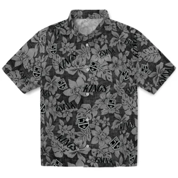 los angeles kings hibiscus oasis black hawaiian shirts best selling