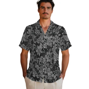 los angeles kings hibiscus oasis black hawaiian shirts fashion forward