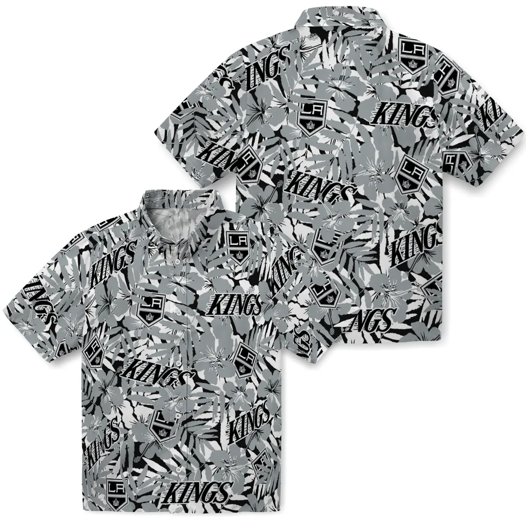 Los Angeles Kings Hawaiian Shirt - Hibiscus Overlay los angeles kings hibiscus overlay hawaiian shirts high quality