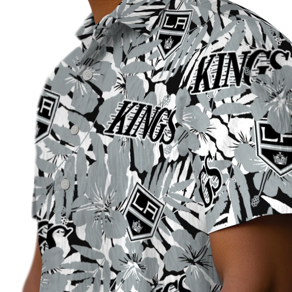 Los Angeles Kings Hawaiian Shirt - Hibiscus Overlay los angeles kings hibiscus overlay hawaiian shirts trendy