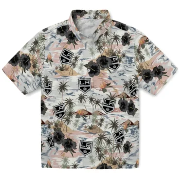 los angeles kings hibiscus seaside white hawaiian shirts best selling