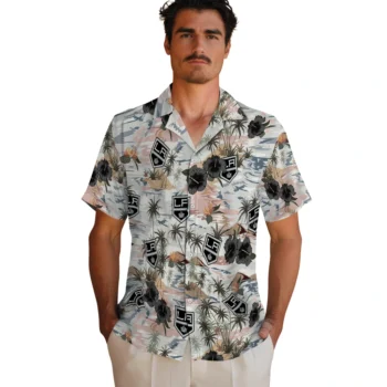 los angeles kings hibiscus seaside white hawaiian shirts fashion forward