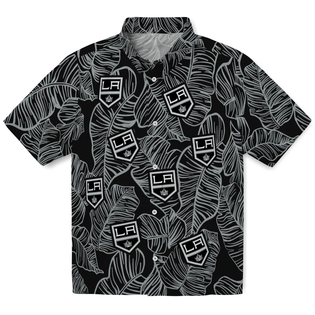 Los Angeles Kings Hawaiian Shirt - Leaf Outline los angeles kings leaf outline black hawaiian shirts best selling