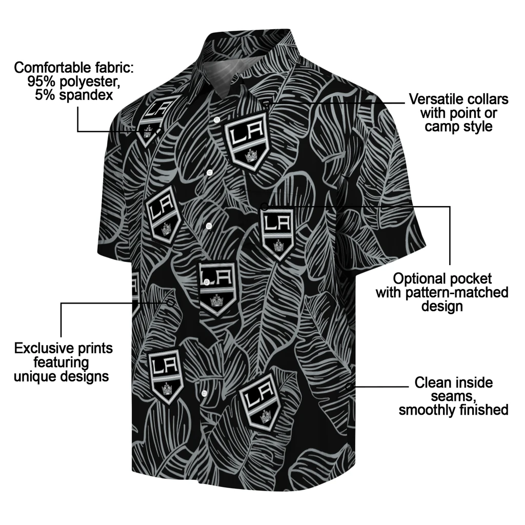 Los Angeles Kings Hawaiian Shirt - Leaf Outline los angeles kings leaf outline black hawaiian shirts new arrival