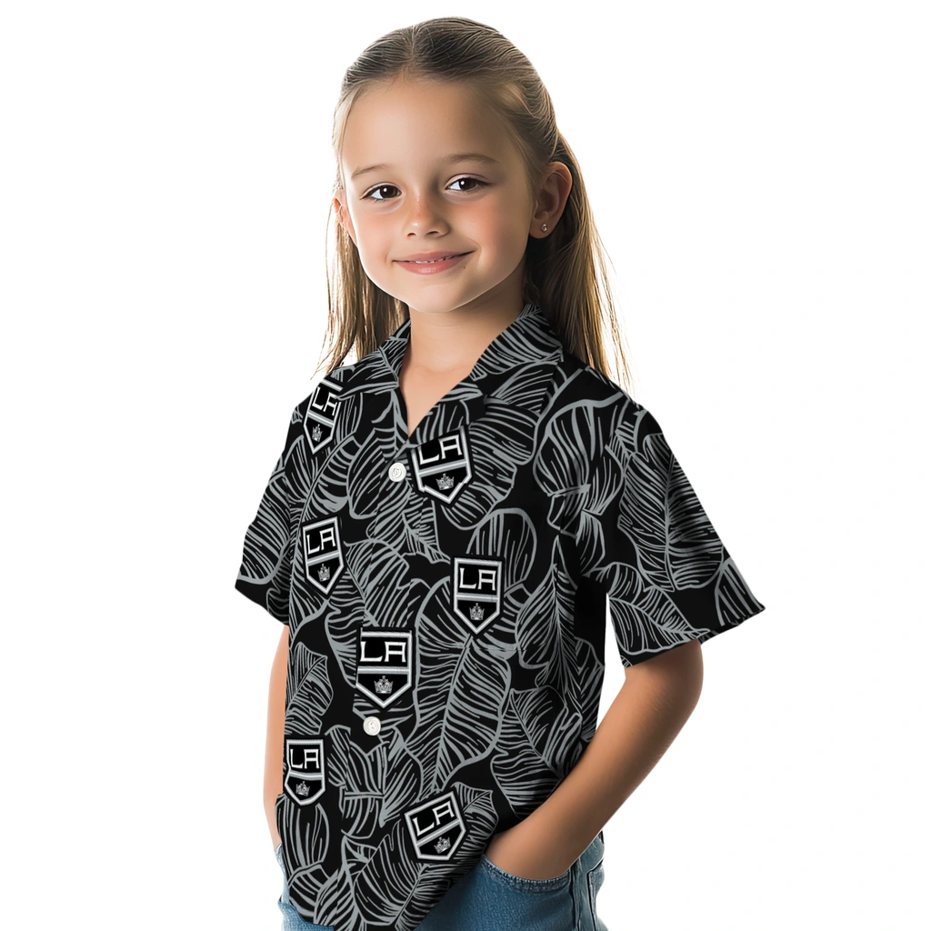 Los Angeles Kings Hawaiian Shirt - Leaf Outline los angeles kings leaf outline black hawaiian shirts premium grade