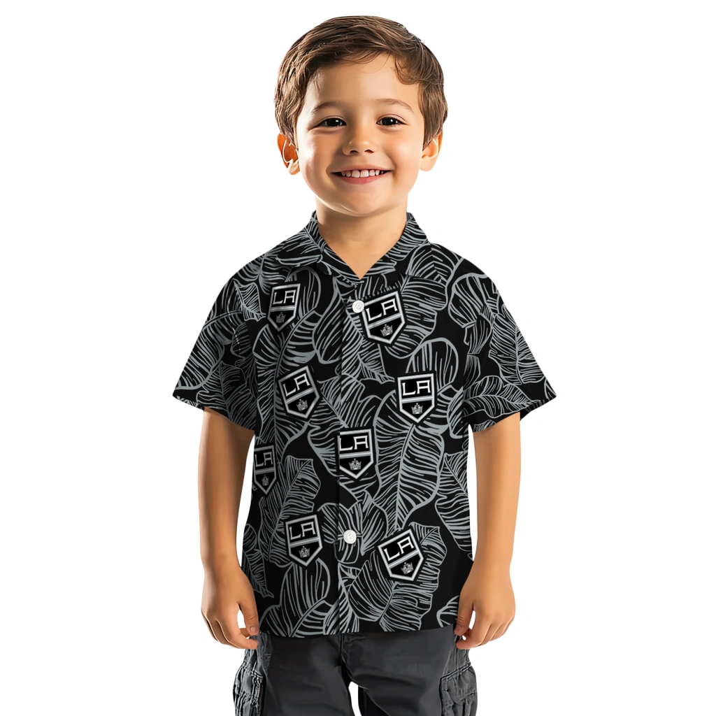Los Angeles Kings Hawaiian Shirt - Leaf Outline los angeles kings leaf outline black hawaiian shirts top rated