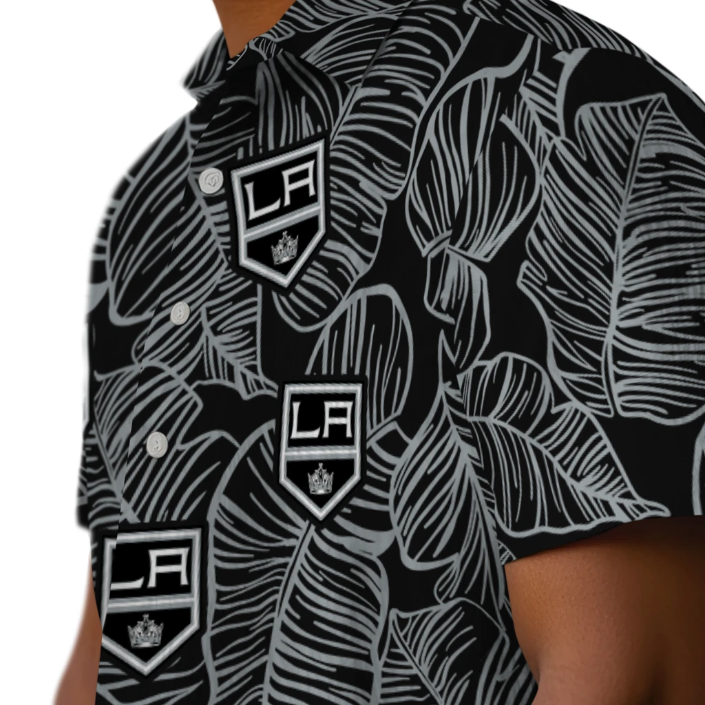 Los Angeles Kings Hawaiian Shirt - Leaf Outline los angeles kings leaf outline black hawaiian shirts trendy