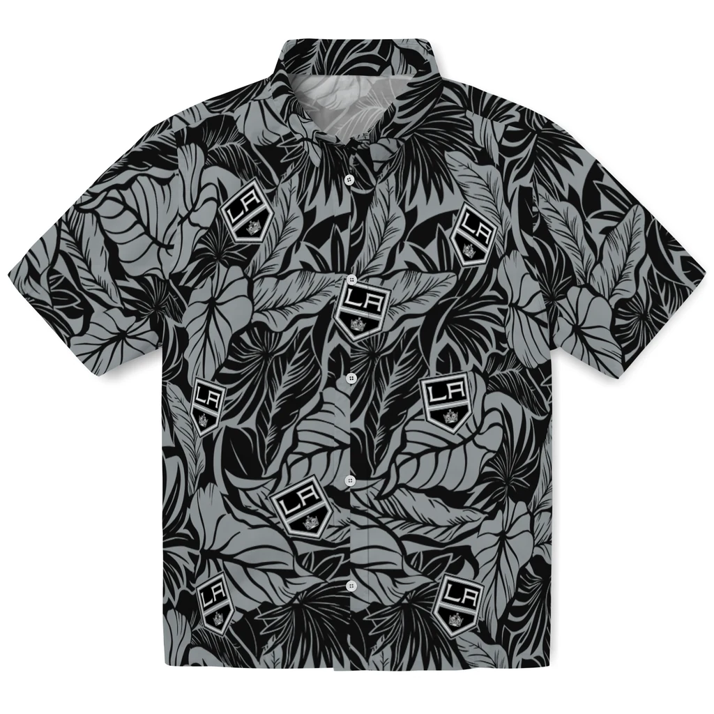 Los Angeles Kings Hawaiian Shirt - Monstera Layer los angeles kings monstera layer black hawaiian shirts best selling
