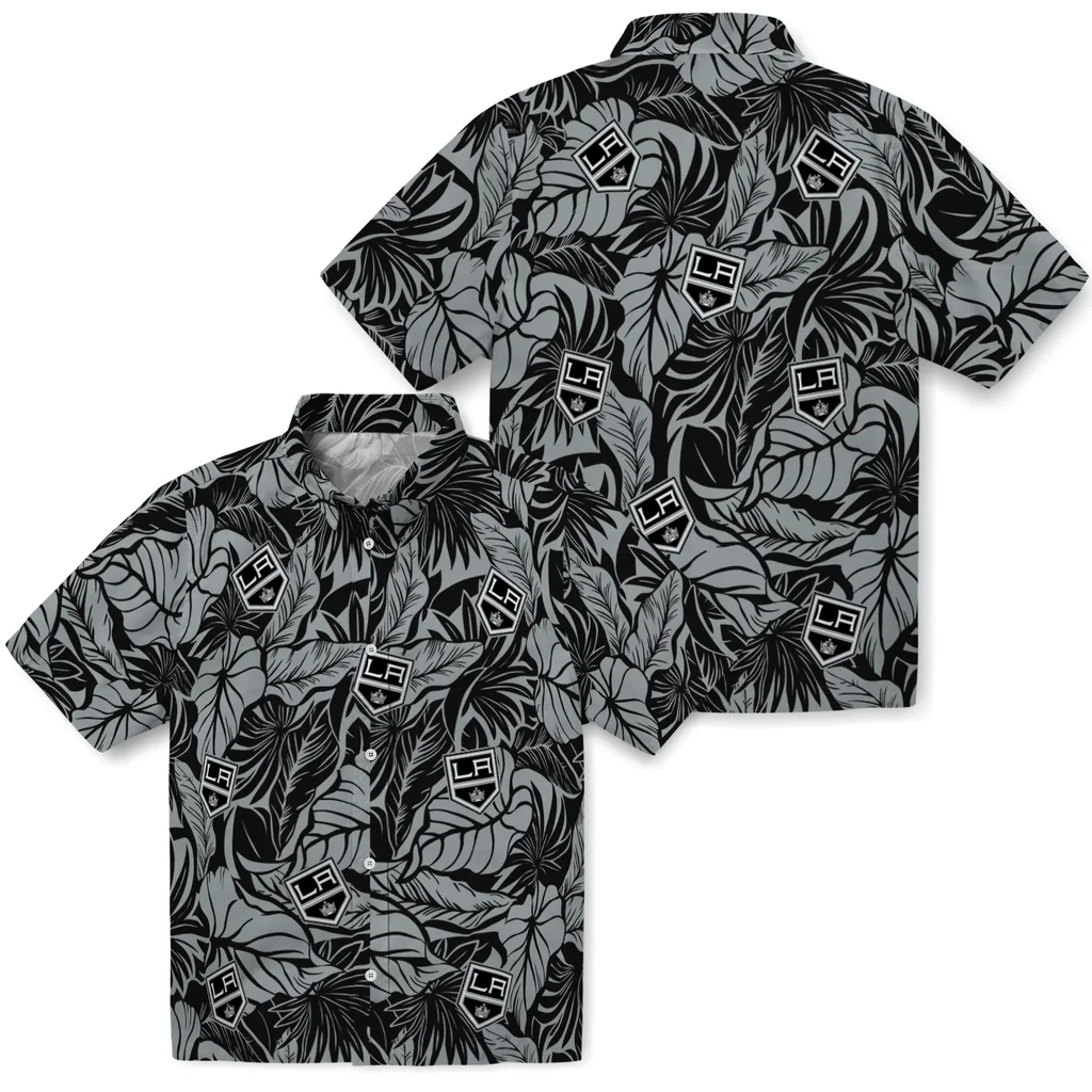 Los Angeles Kings Hawaiian Shirt - Monstera Layer los angeles kings monstera layer black hawaiian shirts high quality
