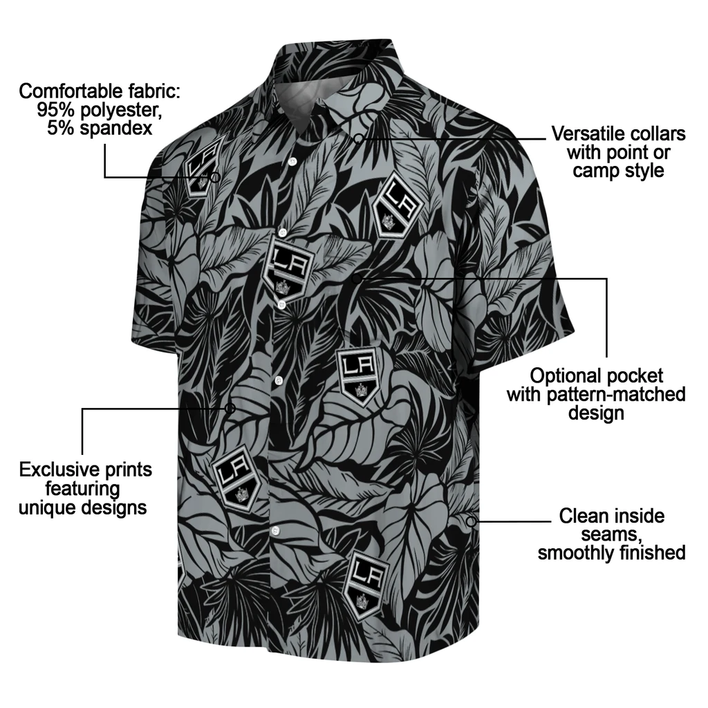 Los Angeles Kings Hawaiian Shirt - Monstera Layer los angeles kings monstera layer black hawaiian shirts new arrival