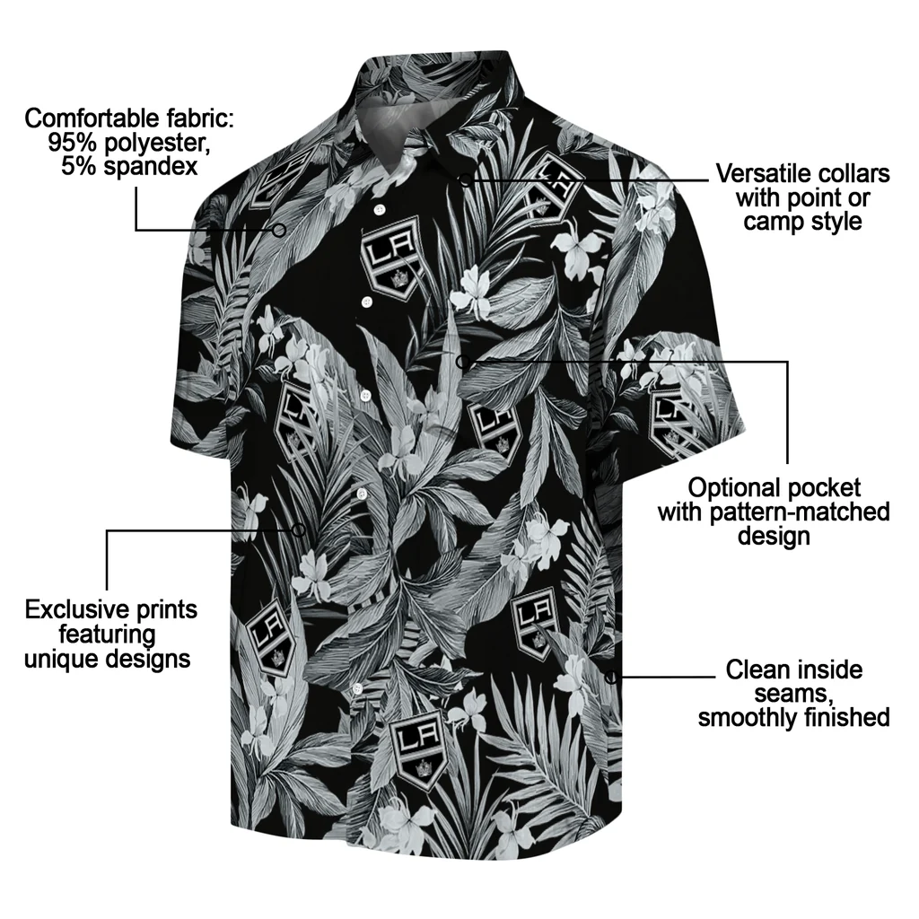 Los Angeles Kings Hawaiian Shirt - Palm Leaves los angeles kings palm leaves black hawaiian shirts new arrival