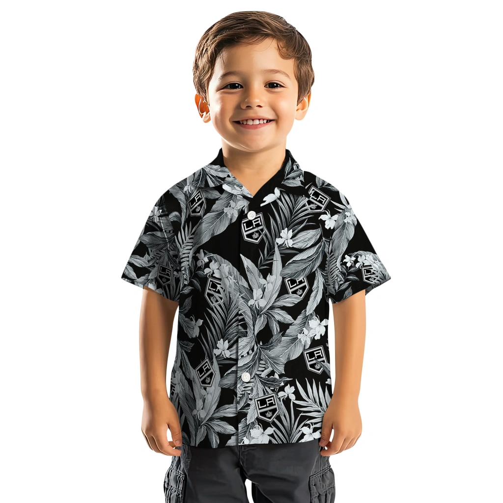 Los Angeles Kings Hawaiian Shirt - Palm Leaves los angeles kings palm leaves black hawaiian shirts top rated