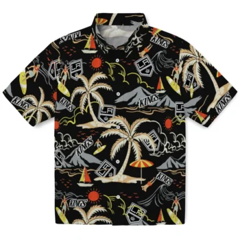los angeles kings palm tree island black hawaiian shirts best selling