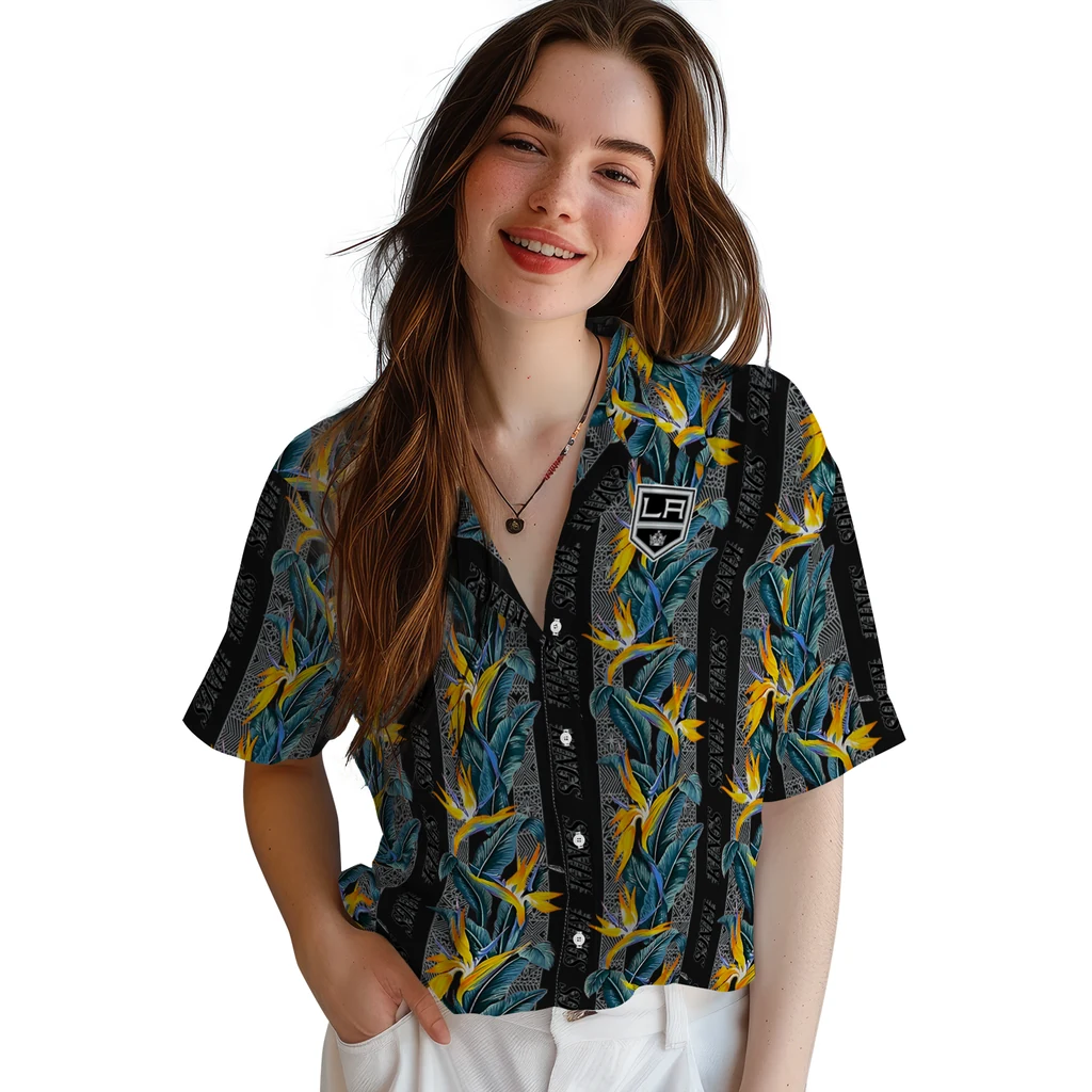 Los Angeles Kings Hawaiian Shirt - Paradise Vines los angeles kings paradise vines black hawaiian shirts latest model