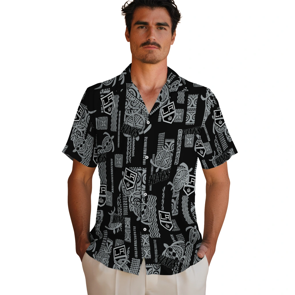 Los Angeles Kings Hawaiian Shirt - Turtle Lines los angeles kings turtle lines black hawaiian shirts fashion forward