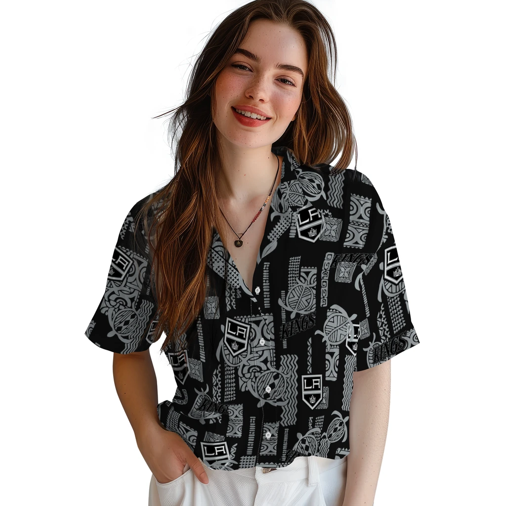 Los Angeles Kings Hawaiian Shirt - Turtle Lines los angeles kings turtle lines black hawaiian shirts latest model