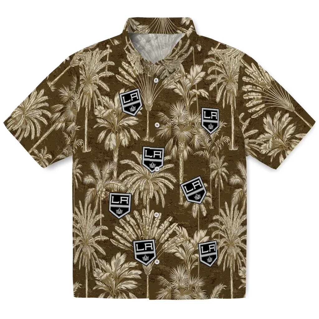Los Angeles Kings Hawaiian Shirt - Vintage Palm Tree los angeles kings palm shadows black hawaiian shirts best selling