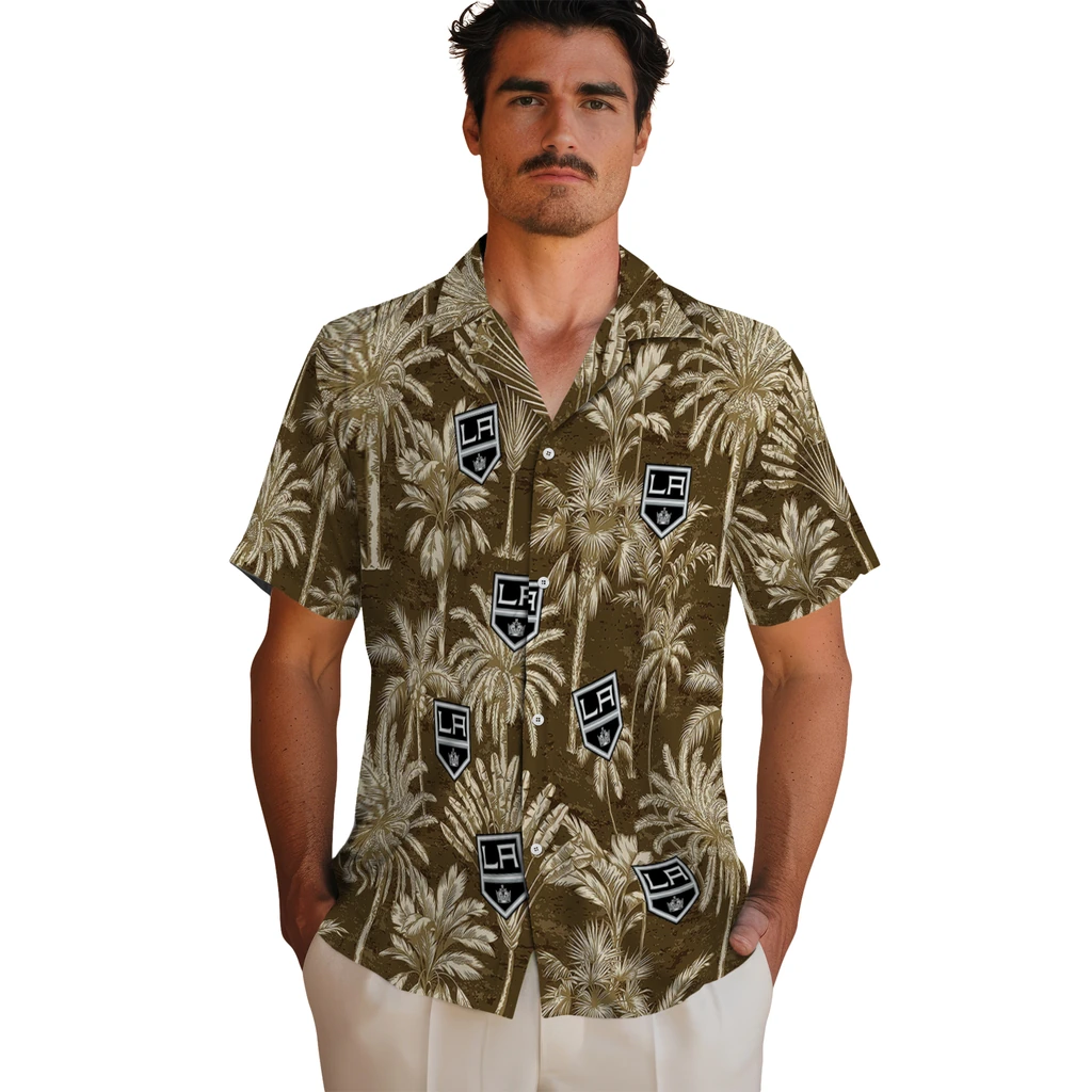 Los Angeles Kings Hawaiian Shirt - Vintage Palm Tree los angeles kings palm shadows black hawaiian shirts fashion forward