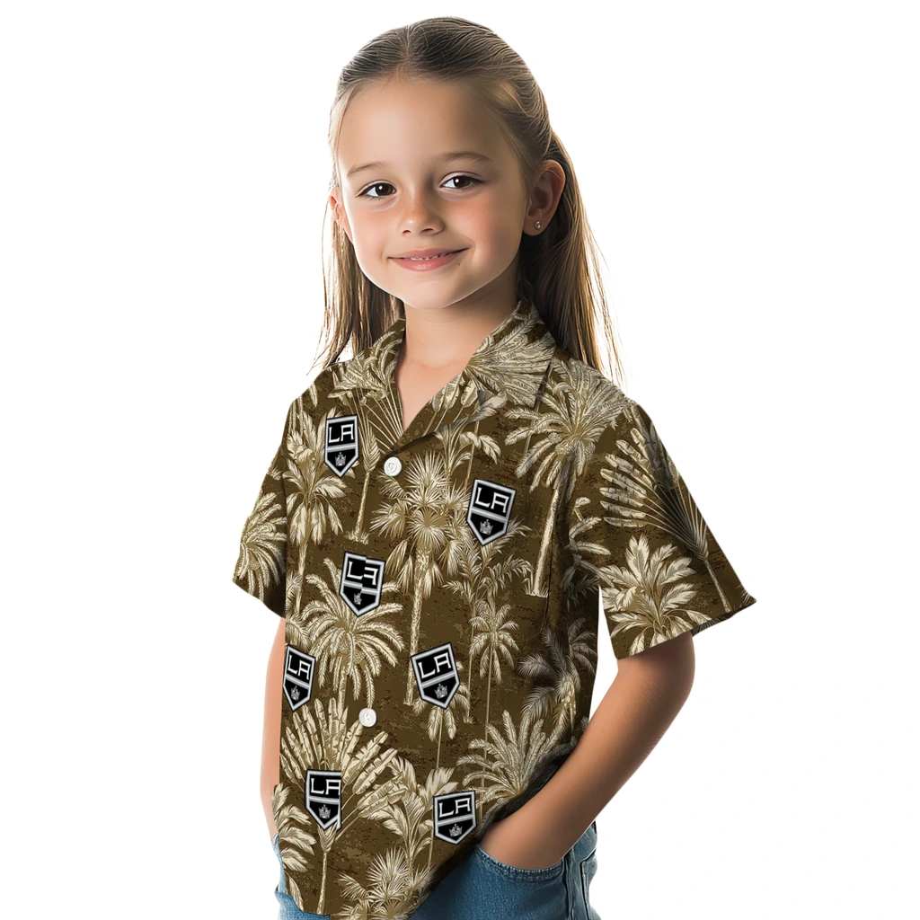 Los Angeles Kings Hawaiian Shirt - Vintage Palm Tree los angeles kings palm shadows black hawaiian shirts premium grade