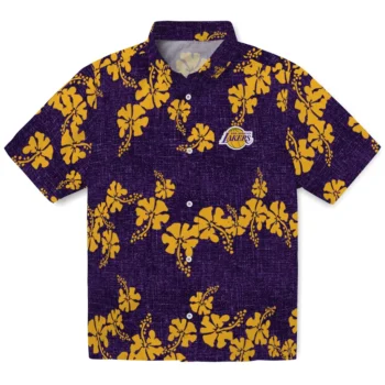 los angeles lakers hibiscus petals purple hawaiian shirts best selling