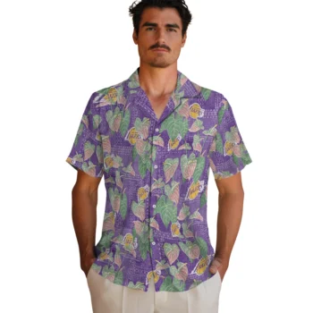 los angeles lakers anthurium overlay purple hawaiian shirts fashion forward