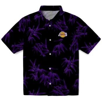 los angeles lakers bamboo branches purple black hawaiian shirts best selling
