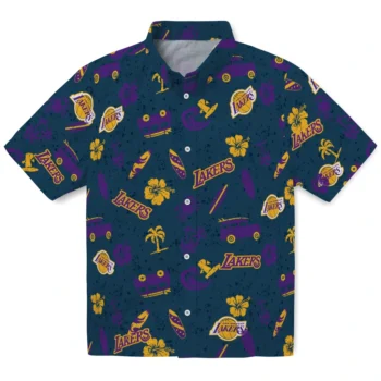 los angeles lakers beach vibe navy hawaiian shirts best selling