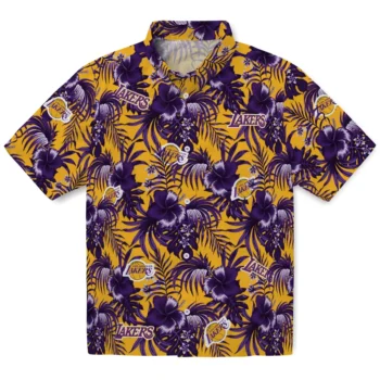 los angeles lakers hibiscus exotic purple hawaiian shirts best selling