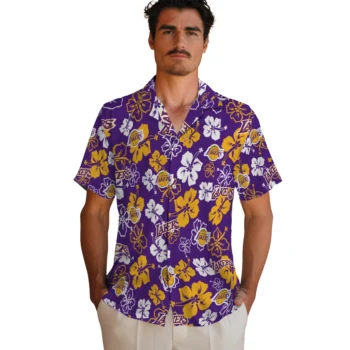 los angeles lakers hibiscus bloom purple hawaiian shirts fashion forward