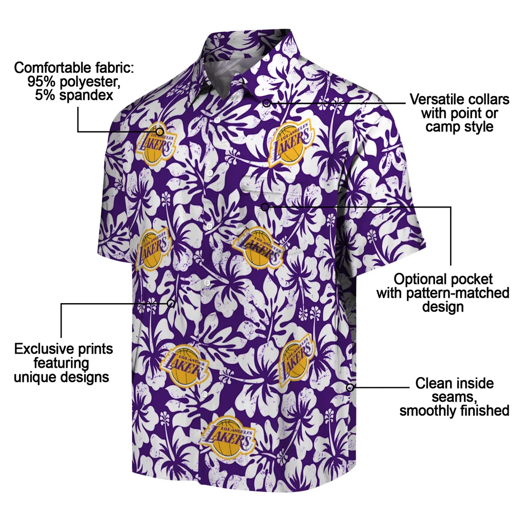 Los Angeles Lakers Hawaiian Shirt - Hibiscus Motif los angeles lakers hibiscus motif purple white hawaiian shirts new arrival