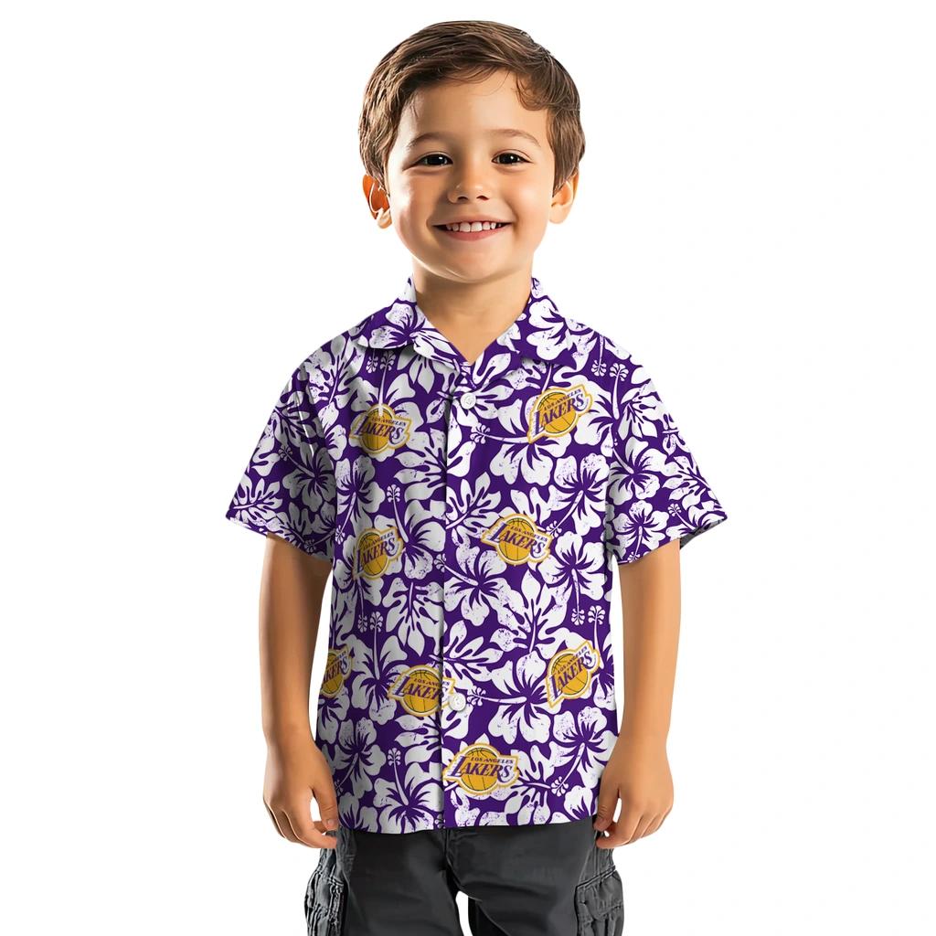Los Angeles Lakers Hawaiian Shirt - Hibiscus Motif los angeles lakers hibiscus motif purple white hawaiian shirts top rated
