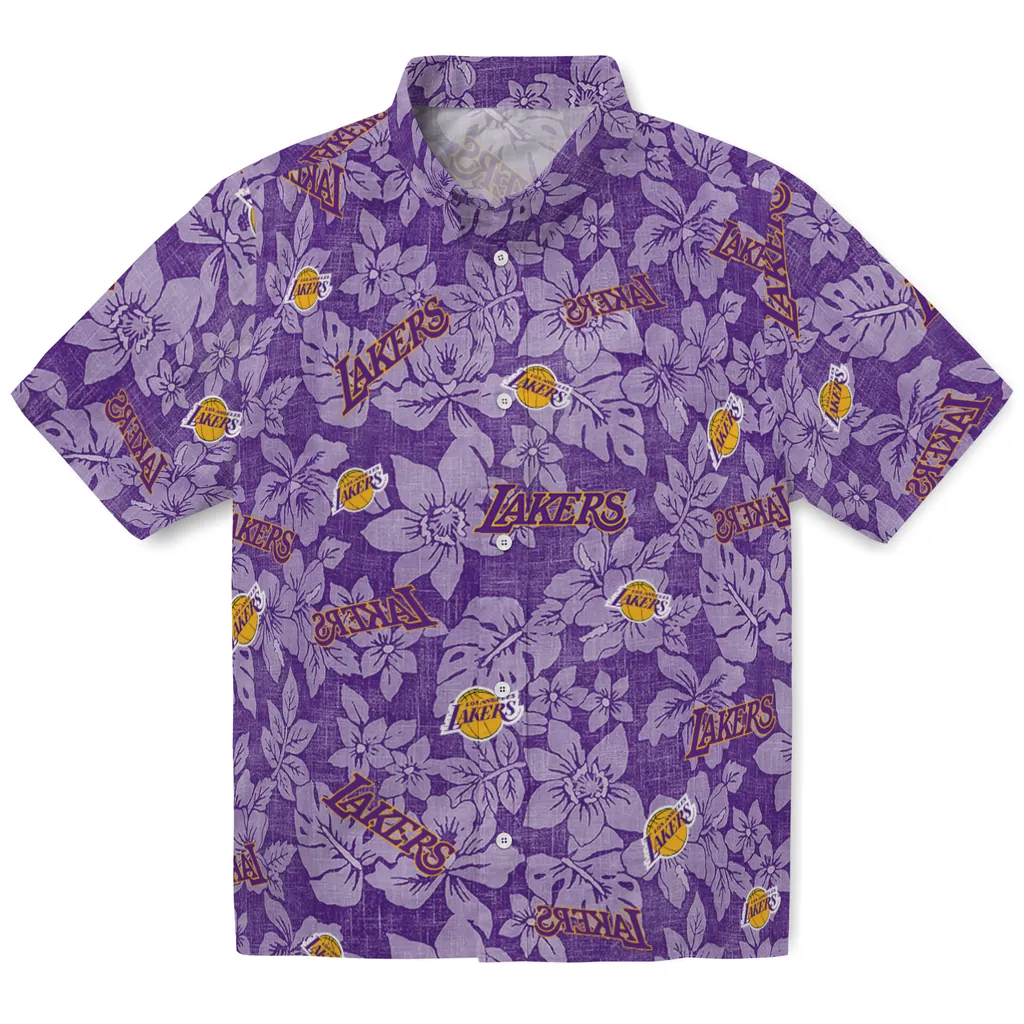 Los Angeles Lakers Hawaiian Shirt - Hibiscus Oasis los angeles lakers hibiscus oasis purple hawaiian shirts best selling