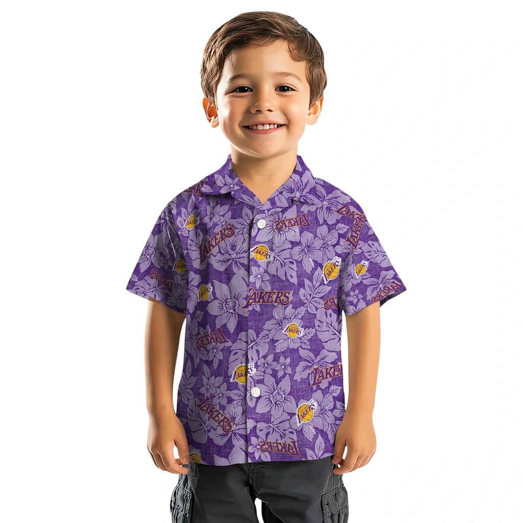 Los Angeles Lakers Hawaiian Shirt - Hibiscus Oasis los angeles lakers hibiscus oasis purple hawaiian shirts top rated