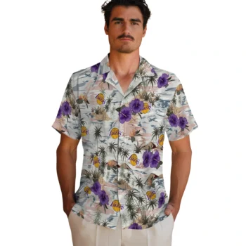 los angeles lakers hibiscus seaside white hawaiian shirts fashion forward