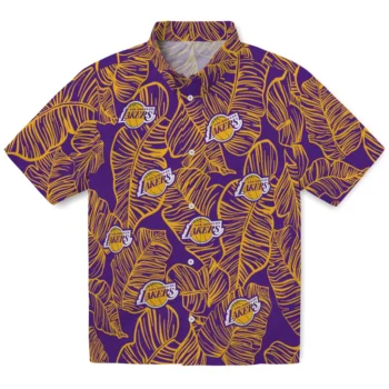 los angeles lakers leaf outline purple hawaiian shirts best selling