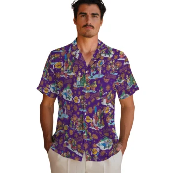 los angeles lakers simpsons christmas purple hawaiian shirts fashion forward